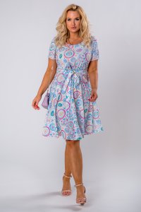 rozkloszowana sukienka z krótkim rękawem